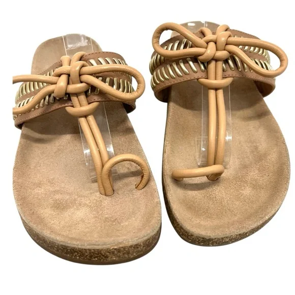 Ulla Johnson Jini Tan Gold Leather Casual Comfortable Slip On Sandals Womens 38 - Picture 7 of 14